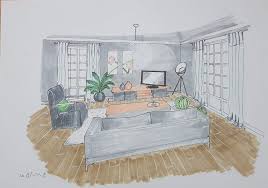 رسم غرفة جلوس بالمنظور