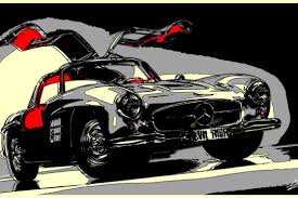 Tableau Voiture Mercedes 300 Sl Papillon Car Art Car Design Sketch Bike Illustration