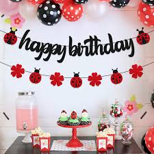 Buy Ohiviaaa Ladybug Birthday Party Decorations Ladybird Happy Birthday Banner For Ladybeetle Themed Little Girl Kids 1st 2nd First One Year Old Baby Shower Bday Party Supplies Black Decor Online In Taiwan