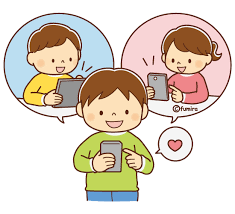 オンラインで友だちにあいさつをする子どものイラスト ソフト 子供と動物のイラスト屋さん わたなべふみ イラスト ソフト イラスト 動物