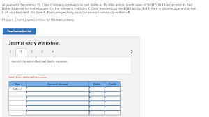 Enter your basis in the bad debt in column (e) and enter zero in column (d). Solved Q At Year End Dec Answers Course