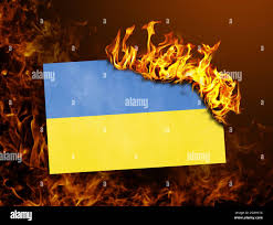 Flag burning - Ukraine Stock Photo - Alamy