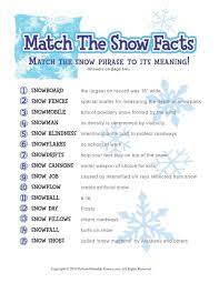 Best winter trivia questions and answers list · what is the shape of the snowflakes in winter? Free Printable Winter Game Match The Snow Facts Download Snow Facts Christmas Trivia Games Trivia Questions And Answers