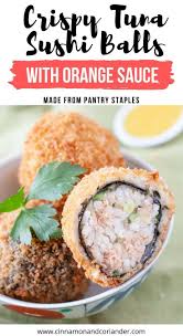 Japanese Crispy Fried Rice Balls With Tuna Wasabi Orange Sauce Recipe Japanese Appetizers Rice Balls Cooking Dinner