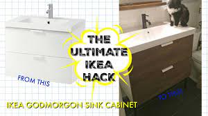 If you bathroom vanity doesn't come with a shelf, install one of ikea's super slender picture ledges. The Ultimate Ikea Hack Bathroom Vanity Overhaul Youtube