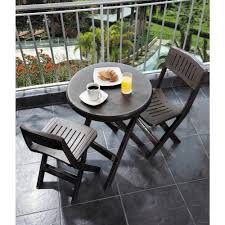 Rimax Espresso Brown 3 Piece Plastic Folding Patio Outdoor Bistro Set 9994 The Home Depot Patio Decor Round Outdoor Dining Table Patio Furniture Sets