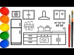 Glitter Kitchen Drawing And Coloring Pages For Kids Dapur Halaman Mewarnai Youtube Coloring Pages For Kids Coloring Pages Kitchen Drawing
