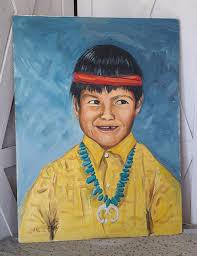 Carl Bray Painting of a Native American Boy