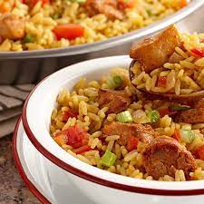 We Ve Creatively Combined Of Zatarain S Yellow And Spanish Rice Mixes Into A Flavorful One Dish Chi Chicken Paella Yellow Rice Recipes Rice Recipes For Dinner