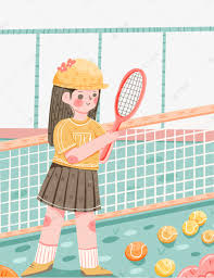 女孩打网球素材图片免费下载_高清卡通手绘png_千库网(图片编号12838539)