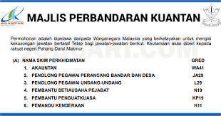 Jawatan kosong 2021 di institut penyelidikan perhutanan malaysia (frim) | permohonan adalah dipelawa daripada warganegara malaysia yang ber. Jawatan Kosong Di Majlis Perbandaran Kuantan Mpk Pelbagai Jawatan Tetap Jobcari Com Jawatan Kosong Terkini
