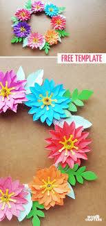 Included in the download are cutting machine files, svg & dxf; Paper Flower Wreath Tutorial Free Printable Templates