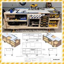 Building plans for a table saw stand, table saw station, table saw bench, table saw workbench. Pdf Mobile Project Center Workbench Plans Dewalt Kreg Etsy