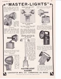 Ad Shows Eight Different Lights Made For The Fire Service By Carpenter Any Hash Marks Or Lines Seen Are From Fire Service Lights And Sirens Rechargeable Light