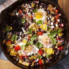 Black Beans Corn With Poached Eggs Recipe Recipes Black Beans Sunday Dinner Recipes