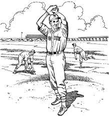 Color the flag's shield blue, red, yellow, green and brown with a white banner on a blue background. New York Mets Pitcher Baseball Coloring Page Purple Kitty