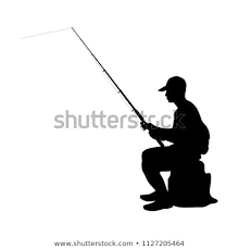 Download Young Man With Fishing Pole In Hand Silhouette Vector Fish Silhouette Hand Silhouette Fish Man