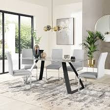 Six designer style trinity dining chairs. Glass Dining Sets Dining Room Furniture Furniture And Choice