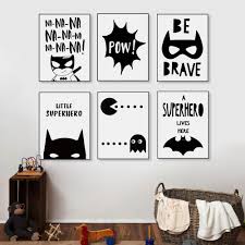 Black And White Superhero Art Black White Batman Quotes Poster Print Nordic Kids Room Deco Art Canvas Painting Ebay Kids Room Wall Superhero Room Boys Room Wall Art