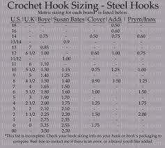 Steel Crochet Hook Size Conversions Just Stitched