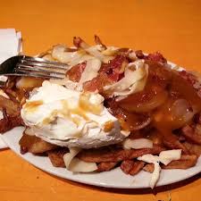 Late Diner At Labanquise 24hours Restaurant In Leplateau Montroyal Enjoying A Poutine Called La Savoyarde Bacon Onion Canadian Food Food Recipes