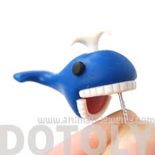 Handmade Adorable Whale Biting Your Ear Animal Polymer Clay Stud Earring Animal Themed Jewelry Themed Jewelry Stationery Gift