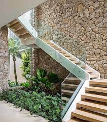 External Courtyard Stairs Leading To The Rooftop Viewing Terrace Modern Staircase Stairsideas Modernstairs Indoor Garden Staircase Design Stairs Design