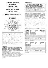 Pull the crown out two steps to the time setting position. Citizen Eco Drive Instruction Manual Manualzz