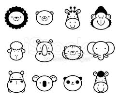 Cute Zoo Animals In Black And White Easy Animal Drawings Animal Templates Animal Outline