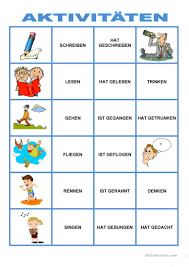 In diesem video schauen wir uns die gegenwart an. Memory Spiel Aktionen Prasens Perfekt Deutsch Daf Arbeitsblatter