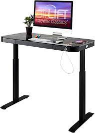 Flexispot standing desk 48 x 30 inches height adjustable desk electric sit stand desk home office desks whole piece desk board (black frame + 48 in blacktop) 4.7 out of 5 stars 6,293 $249.99 $ 249. Amazon Com Seville Classics Airlift Ergonomic Tempered Glass Electric Sit Stand Usb Charging Height Adjustable Computer Workstation Easy Assembly Home Office 47 Pull Out Drawer Desk Jet Black Furniture Decor