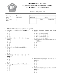 Demikianlah kisi kisi soal uas pas matematika wajib kelas x 10 jenjang sma ma semester 1 kurikulum 2013 tahun pelajaran 2019 2020 yang dapat saya bagikan semoga bermanfaat. Soal Uts Matematika Kelas 9 Semester 1