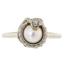 Unique And Rare Platinum Diamond Pearl Vintage Snake Ring Amazing Jewelry Jewelry Art Deco Jewelry