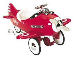 Kids Retro Red Sky King Pedal Plane Ride On Airplane Sky King Ride On Toys Pedal Cars