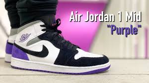 Banned by the nba in 1984, peter moore's design for michael jordan is one of nike's greatest shoes. Air Jordan 1 Mid Se Purple I On Feet Youtube