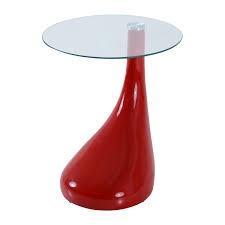 Amazon Com Homcom 21 Round High Gloss Glass Tear Drop Side End Table Red Home Kitchen Side Table Glass Side Tables Living Room Coffee Table