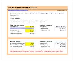 Sample Credit Card Payment Calculator 8 Documents In Excel