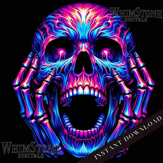 Screaming Skull PNG, Neon Skull Sublimation, T-shirt Graphic, Spooky Skull  DTF, Commercial Use, Digital Download - Etsy