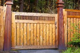 Modern Decorative Wooden Gate Fence As An Entrance To A Garden Backyard Fences Fence Design Wood Fence Design