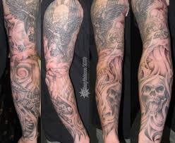 Dangerous red eye horn angry demon tattoo design wonderful upper sleeve cover up with outstanding demon tattoo design for handsome men. Finished Angel Demon Sleeve Evil Tattoos Good And Evil Tattoos Sleeve Tattoos
