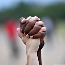 Local artists come together to create beautiful blm mural. Abc News On Twitter Two People Hold Hands At A Black Lives Matter Protest In London Uk Where Demonstrators Flooded The Streets Demanding Justice And Equality Following The Death Of George