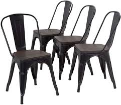 Furmax metal dining chair with wood seat. Buy Metal Dining Chairs Set Of 4 Patio Chairs Furniture Indoor Outdoor Chairs Kitchen Metal Chairs Stackable Chair Tolix Side Bar Chairs Wooden Seat 18 Inch Seat Height Restaurant Chair Online In