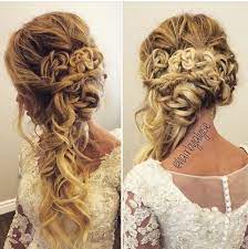 Bridal Wedding Hair Curled Over One Shoulder Shoulder Hair Wedding Hair And Makeup Wedding Hairstyles