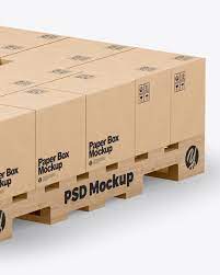 Download Wooden Pallet With Kraft Boxes Mockup In Box Mockups On Yellow Images Object Mockups
