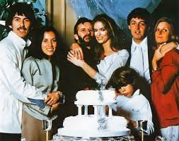 Ringo Starr and actress Barbara Bach on their wedding day, April 27, 1981.  Guests included the surviving members of The Beatles and their families:  George and Olivia Harrison, Paul and Linda McCartney (