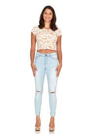 Elite Jeans Mid Rise Push Up Distressed Skinny Jeans Women Light Wash P19104 Ebay