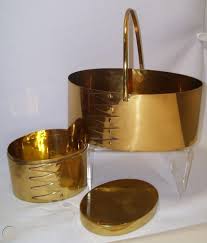 A broad range of styles; Ethan Allen Vintage Brass Vanity Basket Jar With Lid Bathroom Decorative Sale 1862845935