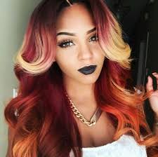 Wife material right there for ol' papa broseph~. Red Hair Black Girl Orange Hair Ombre Hair Black Womens Multicolored Hair Red Ombre Hair Hair Styles
