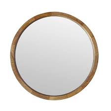 It's made in a shadowbox frame with a mirror in the back, some led lights around the middle, and a partially reflective mirror in the front. W Home 24 Inch Round Wall Mirror In Natural Wood Bed Bath Beyond