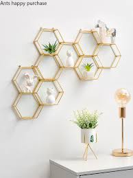 Habitat kupari gold square wall mirror. Creative Hexagon Metal Glass Wall Mount Room Home Decor Living Room Bedroom Modern Simple Wall Shelf Geometric Shelf Decorative Shelves Aliexpress